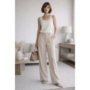 INC International Concepts NWT Beige Pull On Wide Leg Pants Career Casual Large